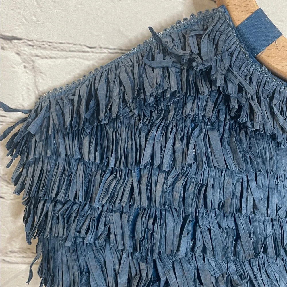 Antik Kraft Blue Fringe Handbag with Wooden Handle Brand New W/Tags - Picture 3 of 10